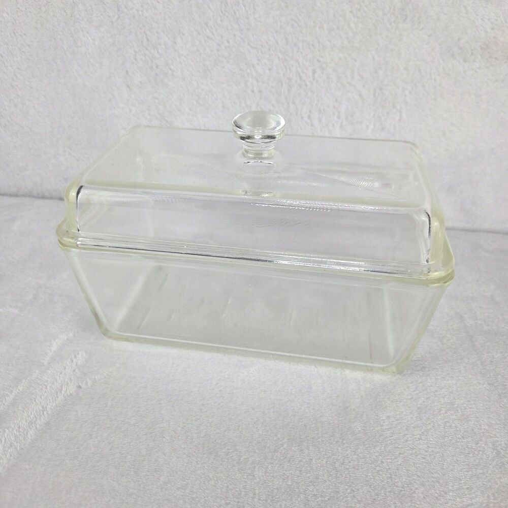 Vintage 1930’s Westinghouse Glass Refrigerator Storage Dish w/Lid 9"x5"